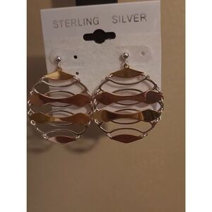 Chic Two-Tone Sterling Silver Earrings